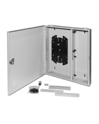 Бокс оптический универсальный настенный, от 8 до 32 портов (SC, duplex LC, ST, FC) Hyperline FO-WBX-4xSLT-W140H42-32UN-GY в Красногорске Кросс оптический Pintop.ru