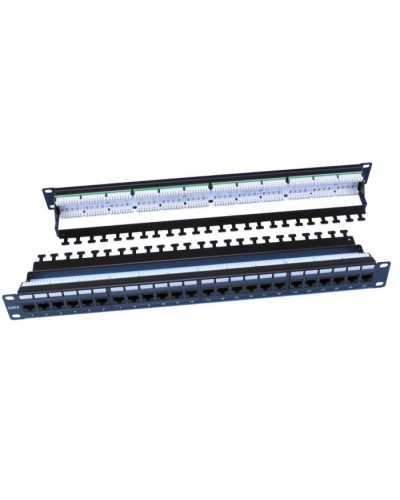 Патч-панель 19, 1U, 24 порта RJ-45, категория 6, Dual IDC, цвет черный Hyperline PP3-19-24-8P8C-C6-110D в Красногорске Патч панель Pintop.ru