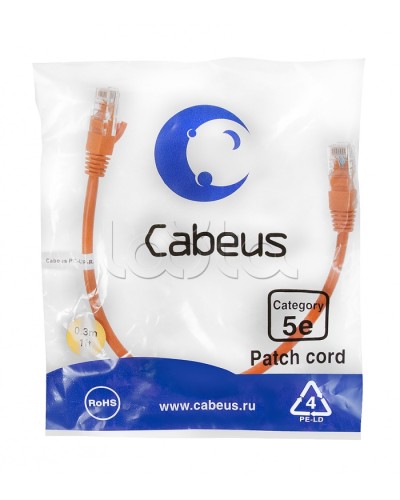 Патч-корд медный U/UTP кат.5е (0,3м) LSZH (оранжевый) Cabeus (PC-UTP-RJ45-Cat.5e-0.3m-OR-LSZH) в Красногорске Патчкорды (медные) Pintop.ru