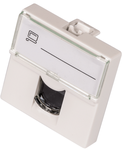 Вставка Mosaic 45x45, RJ-45 UTP, кат.6, со шторкой и увеличенным окном маркировки, белая LANMASTER LAN-SIP-23U6-WH в Красногорске Аксессуары для кабель-канала Pintop.ru