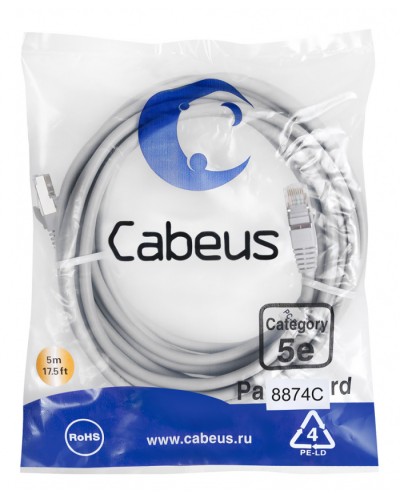 Патч-корд медный F/UTP кат.5е (10м) PVC (серый) Cabeus (PC-FTP-RJ45-Cat.5e-10m) в Красногорске Патчкорды (медные) Pintop.ru
