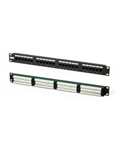 Патч-панель высокой плотности 19, 0.5U, 24 порта RJ-45, категория 5e, Dual IDC Hyperline PPHD-19-24-8P8C-C5e-110D в Красногорске Патч панель Pintop.ru