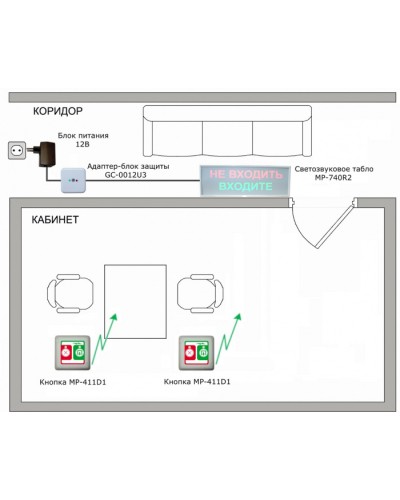 Радиокомплект светового и звукового вызова Hostcall MP-911W2 в Красногорске Система оповещения и трансляции Hostcall Pintop.ru