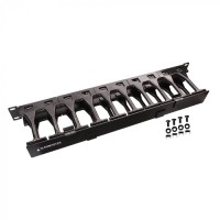 Кабельный органайзер 19" c пластиковыми пальцами глубиной 106 мм и крышкой, 1U LANMASTER (LAN-ORG-PF/S-1U)