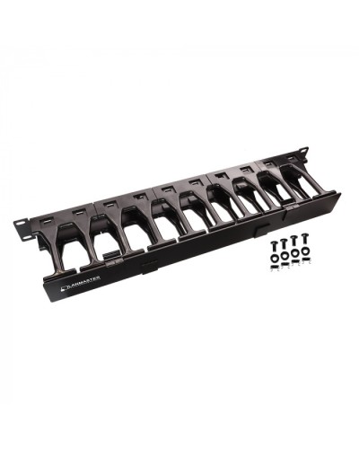 Кабельный органайзер 19 c пластиковыми пальцами глубиной 106 мм и крышкой, 1U LANMASTER (LAN-ORG-PF/S-1U) в Красногорске Кабельные органайзеры Pintop.ru