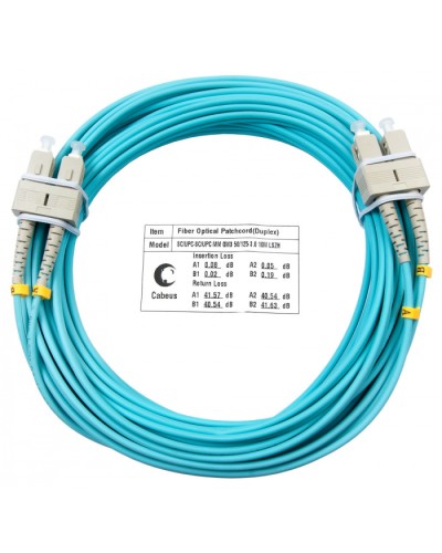 Шнур оптический duplex SC-SC 50/125 mm OM3 20м LSZH Cabeus FOP-50-SC-SC-20m в Красногорске Патч-корды и пигтейлы Pintop.ru