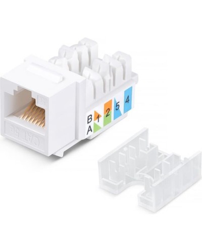 Модуль Keystone Jack RJ-45(8P8C), UTP неэкранированный, CAT 5e, тип 90 градусов, белый REXANT PRO 02-0064 в Красногорске Модули Keystone Pintop.ru