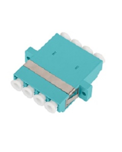 Адаптер NIKOMAX волоконно-оптический, соединительный, многомодовый, стандарта OM3, LC/UPC-LC/UPC, квадро, пластиковый, без шторки, с фланцами, аква, уп-ка 2шт. в Красногорске Проходные адаптеры и розетки оптические Pintop.ru