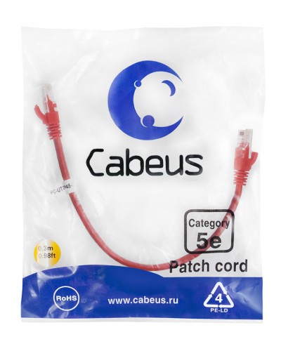 Патч-корд медный U/UTP кат.5е (0,3м) LSZH (красный) Cabeus (PC-UTP-RJ45-Cat.5e-0.3m-RD-LSZH) в Красногорске Патчкорды (медные) Pintop.ru
