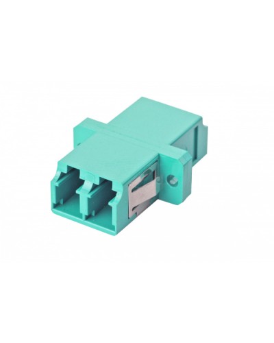 Оптический адаптер OM3, дуплекс LC, с фланцами, бирюзовый Eurolan (36A-30-2L-02AQ) в Красногорске Проходные адаптеры и розетки оптические Pintop.ru