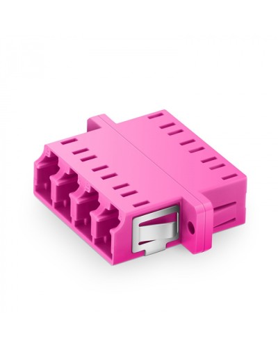 Оптический адаптер OM4, квадро LC, с фланцами, пурпурный Eurolan (36A-40-4L-02MG) в Красногорске Проходные адаптеры и розетки оптические Pintop.ru