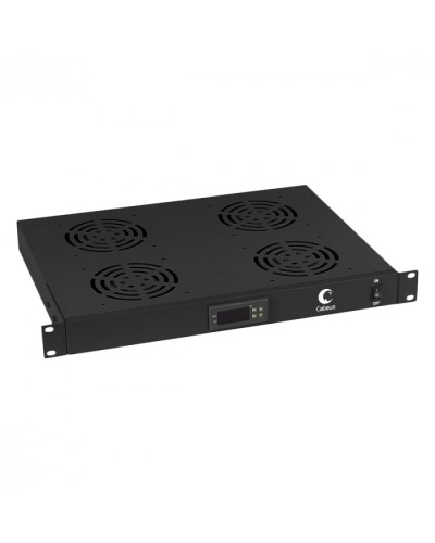 Панель вентиляционная с 4 вентиляторами с цифровым термодатчиком (черный) Cabeus JG03t-BK в Красногорске Вентиляторные модули Pintop.ru