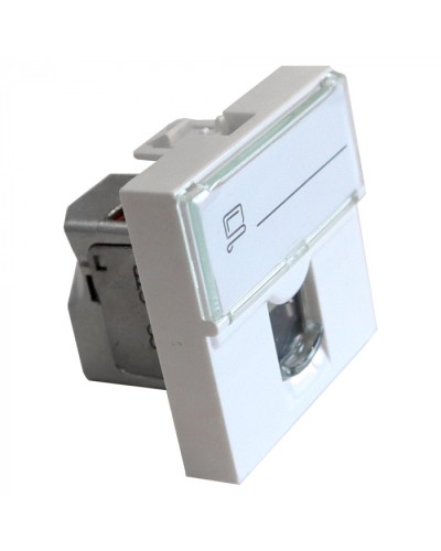 Вставка Mosaic 45x45, RJ-45 STP, кат.6, со шторкой и увеличенным окном маркировки, белая LANMASTER LAN-SIP-23S6-WH в Красногорске Модули Keystone Pintop.ru