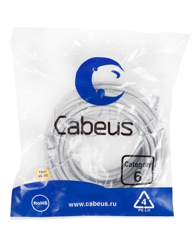 Патч-корд FTP, категория 6, F/UTP экранированный, LSZH, 15 м, серый Cabeus PC-FTP-RJ45-Cat.6-15m-LSZH в Красногорске Патчкорды (медные) Pintop.ru