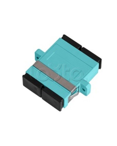 Адаптер NIKOMAX волоконно-оптический, соединительный, многомодовый, стандарта OM3, SC/UPC-SC/UPC, двойной, пластиковый, без шторки, с фланцами, аква, уп-ка 2шт. NIKOMAX (NMF-OA2M3-FN-SCU-SCU-AQ-2) в Красногорске Проходные адаптеры и розетки оптические Pint