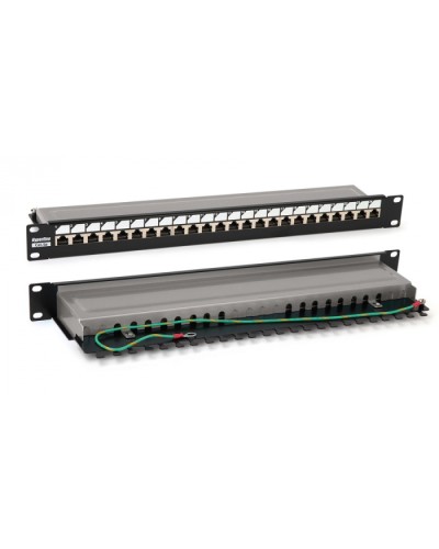Патч-панель 19, 1U, 24 порта RJ-45 полн. экран., категория 6, Dual IDC, цвет черный Hyperline PP3-19-24-8P8C-C6-SH-110D в Красногорске Патч панель Pintop.ru