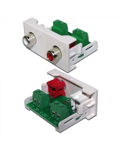 Вставка Mosaic 22.5x45 2xRCA Stereo Audio, белая LANMASTER (LAN-WA-LP-2RCA-WH) в Красногорске Коннекторы и разъемы Pintop.ru