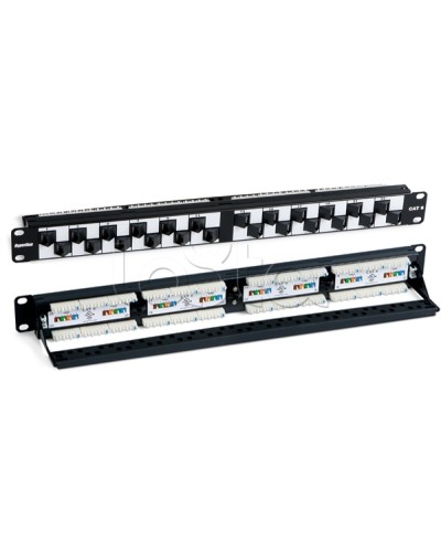 Патч-панель 19, 1U, с угловыми портами, 24 порта RJ-45, категория 6 Hyperline PP2A-19-24S-8P8C-C6-110 в Красногорске Патч панель Pintop.ru