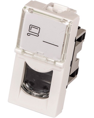 Вставка Mosaic 22.5x45, RJ-45 UTP, белая LANMASTER (LAN-SIP-22U5E-WH) в Красногорске Коннекторы и разъемы Pintop.ru