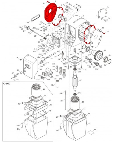 Правая крышка редуктора C-BX Came 119RICX026 в Красногорске Запчасти для шлагбаумов и автоматики Pintop.ru