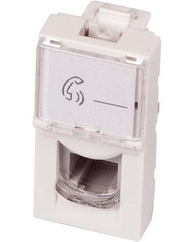Вставка Mosaic 22.5x45, RJ-11, со шторкой и увеличенным окном маркировки, белая LANMASTER LAN-SIP-22TEL-WH в Красногорске Коммутационные изделия Pintop.ru