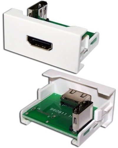 Вставка Mosaic 22.5x45 с адаптером HDMI 90 градусов, мама, белая LANMASTER (LAN-WA-LP-HD90F-WH) в Красногорске Коннекторы и разъемы Pintop.ru