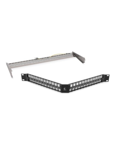 Угловая модульная патч-панель 19, 48 портов, 1U Cabeus (PLBHD-48-CON-SH) в Красногорске Патч панель Pintop.ru