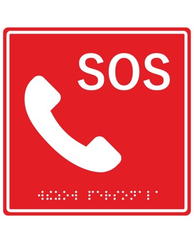 Табличка тактильная с пиктограммой SOS с трубкой Hostcall MP-010R2 в Красногорске Система оповещения и трансляции Hostcall Pintop.ru